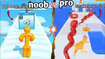 noob vs pro Tall man run vs snake run 3d | tall man run game play | snake run 3d game play | #suport