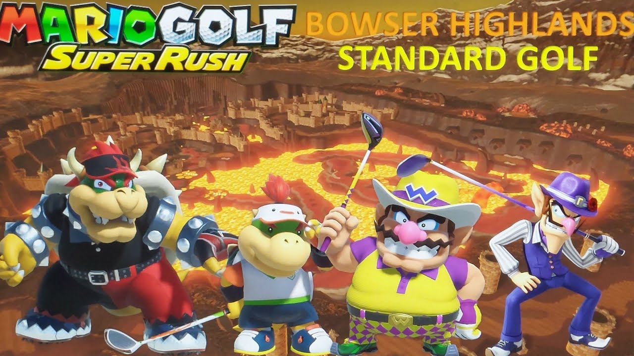 Mario Golf: Super Rush - Bowser Highlands with Bowser, Bowser Jr, Wario & Waluigi