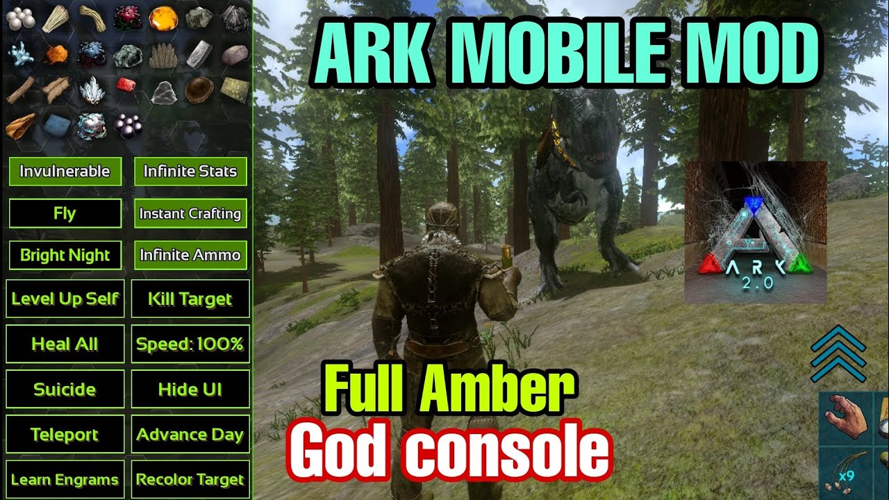 ARK Survival Evolved Mobile Mod Menu Apk 2.0.29 Full Amber Godconsole Cực Vip Ark Mobile Mod
