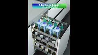 Pull Out 3-Tier Kitchen Spice Basket Cabinet Organizer