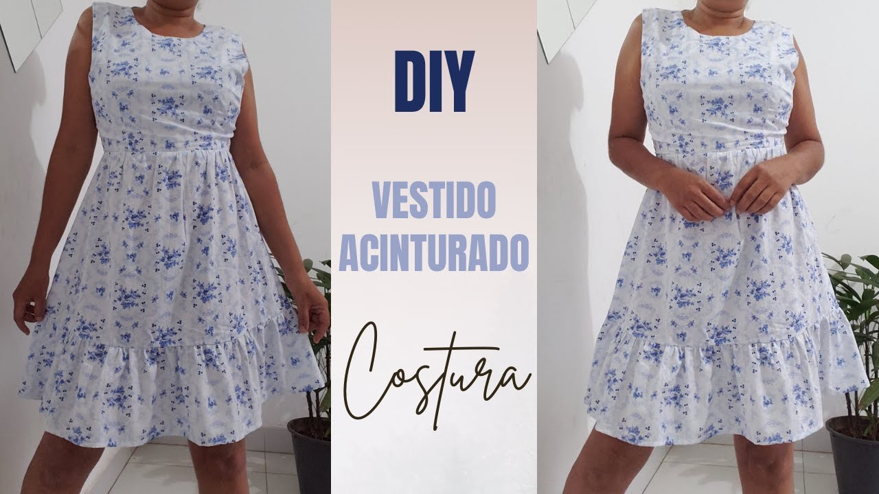 COMO FAZER UM VESTIDO ACINTURADO COM ZIPER NAS COSTAS
