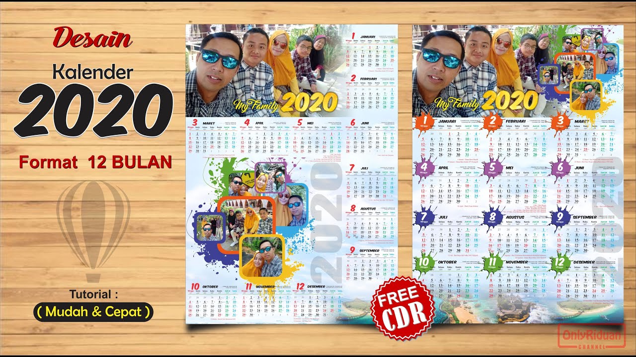 Desain Kalender Dinding 2020 Format 12 Bulan Dengan Coreldraw