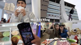 Weekly Vlog Ep.10 台北排隊韓式/日常上學穿搭/電影靈魂伴侶/鶴茶樓芝麻凍開箱/夾零食娃娃機/藍香蕉咖啡廳(cc字幕)