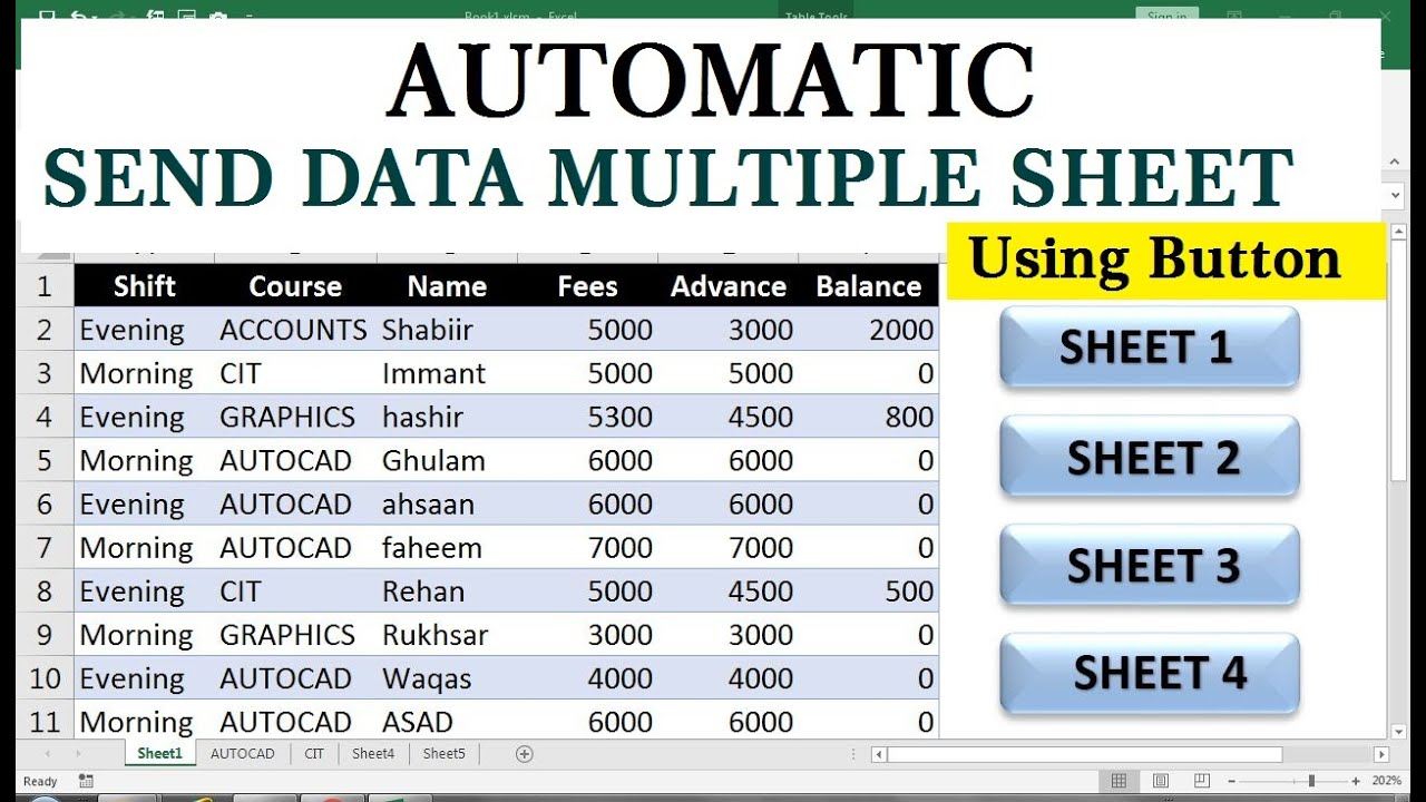 automatically-transfer-data-from-one-sheet-to-another-in-excel-youtube