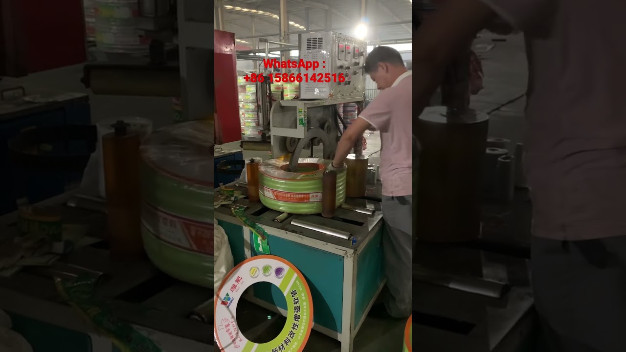 PVC garden hose packing machine. 