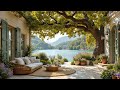 Tranquil Lakeside Villa Jazz 🌿 Soft Jazz with Tea Table and Mountain Serenity