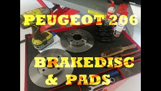 Peugeot 206+ - Front brake discs rotors and pads replacement [HOW TO] by JustRandom Cars&Urbex 2,087 views 5 years ago 6 minutes, 36 seconds