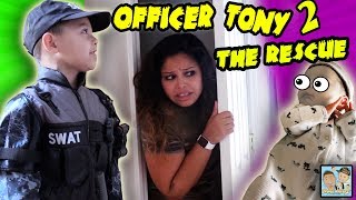 CRAZINESS IN THE DINGLE HOPPERZ HOUSE! OFFICER TONY SAVES BABY AND FAMILY USING NERF! SKIT