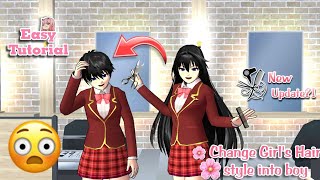 How to change a girl's hairstyle to a boy's Sakura school simulator New Update?!😍 Change to boy hair