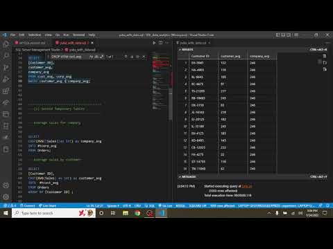 SQL Using Temp Tables, Views and CTE to Compare Average Sales.