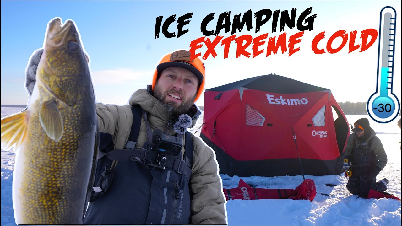Ice Camping in EXTREME COLD & Fishing BIG WALLEYES!