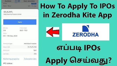 How To Apply For IPOs in Stock Market in Zerodha Kite App In Tamil