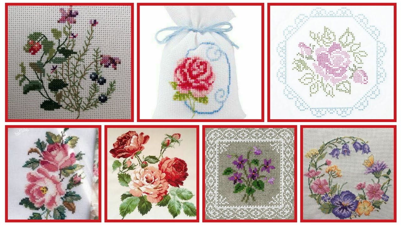 Impresionante y maravilloso patrón de punto de cruz con borde elegante 