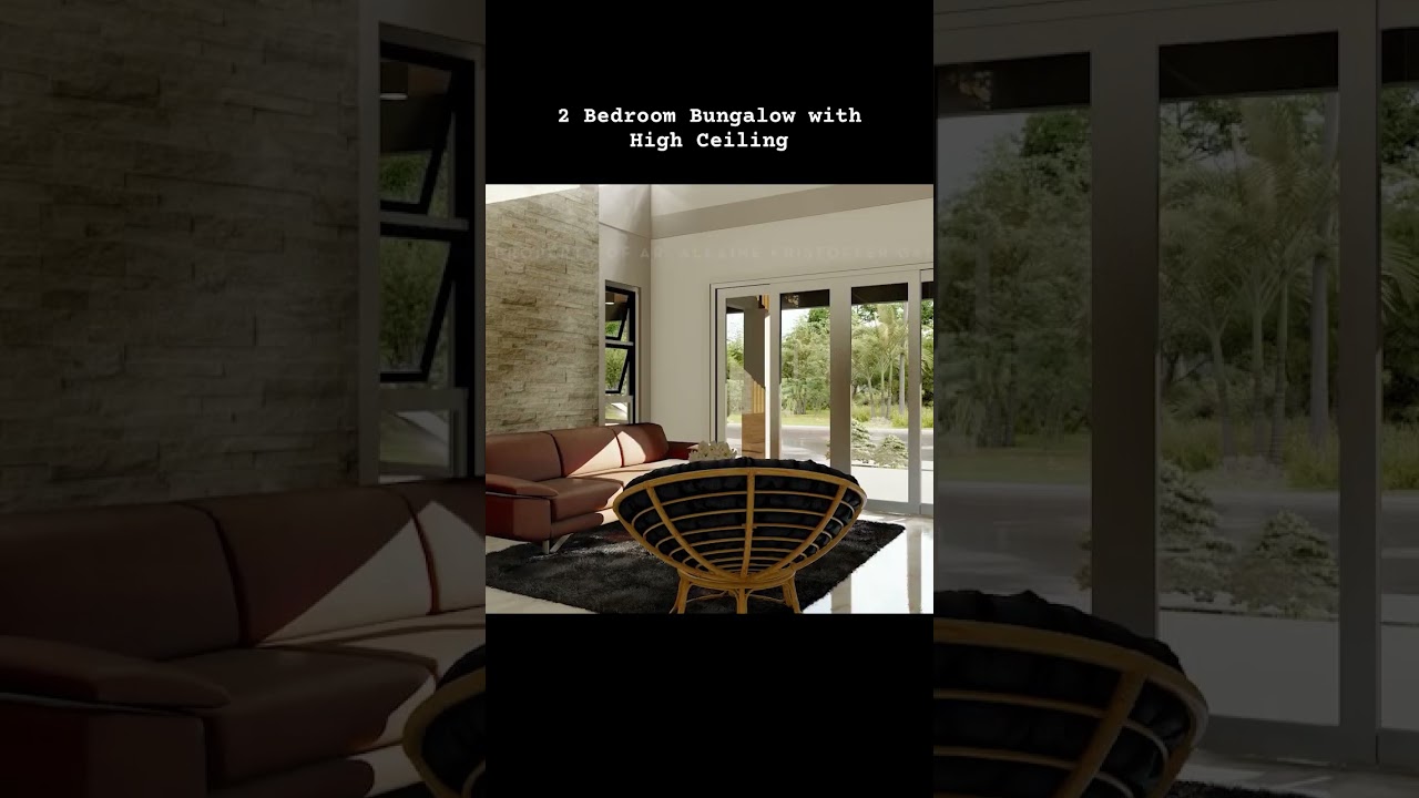 2 Bedroom Bungalow with High Ceiling 🤍 #shorts #bungalowhousedesign #bungalow
