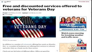 Free and discounted services offered to veterans for Veterans Day