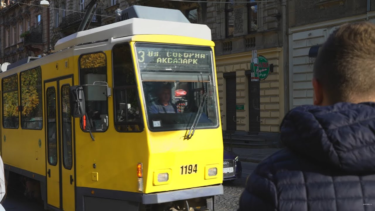 Ukraine, Lviv, tram 3 ride from Площа Франка (31) to Площа Лема (467)