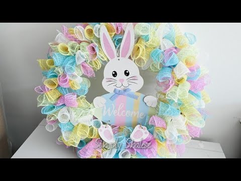 DIY: Extra Curly Easter Deco Mesh Wreath || Quick and Easy