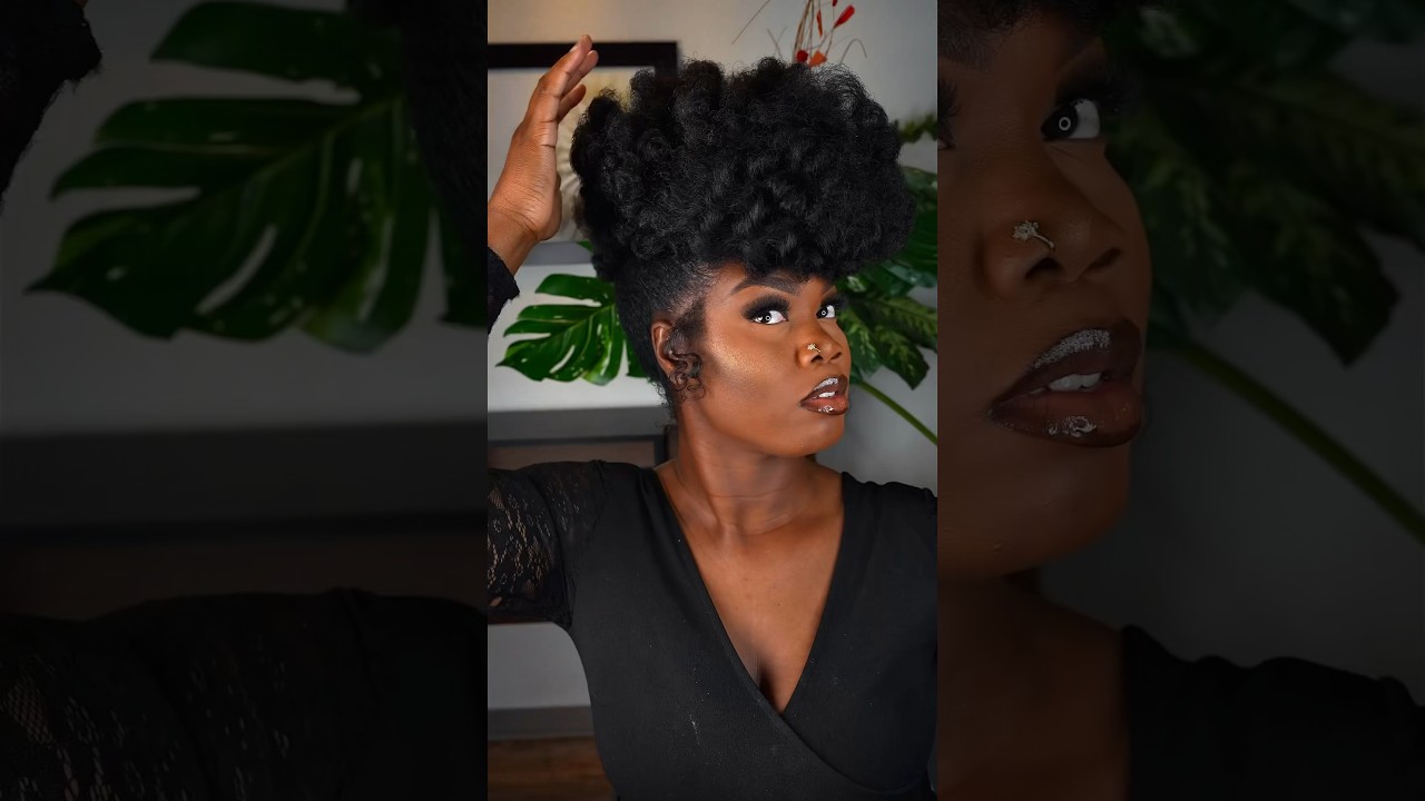 Cute Pompadour Natural Hairstyle | Updo Tutorial 