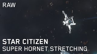 RAW Super Hornet flying around Space Station in Star Citizen Third Person