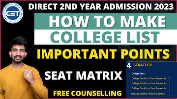 How to Make DSE College List 2023 | Direct Second Year Engineering College List 2023