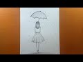 Comment dessiner une fille avec un parapluie tape par tape  dessin facile pour les filles