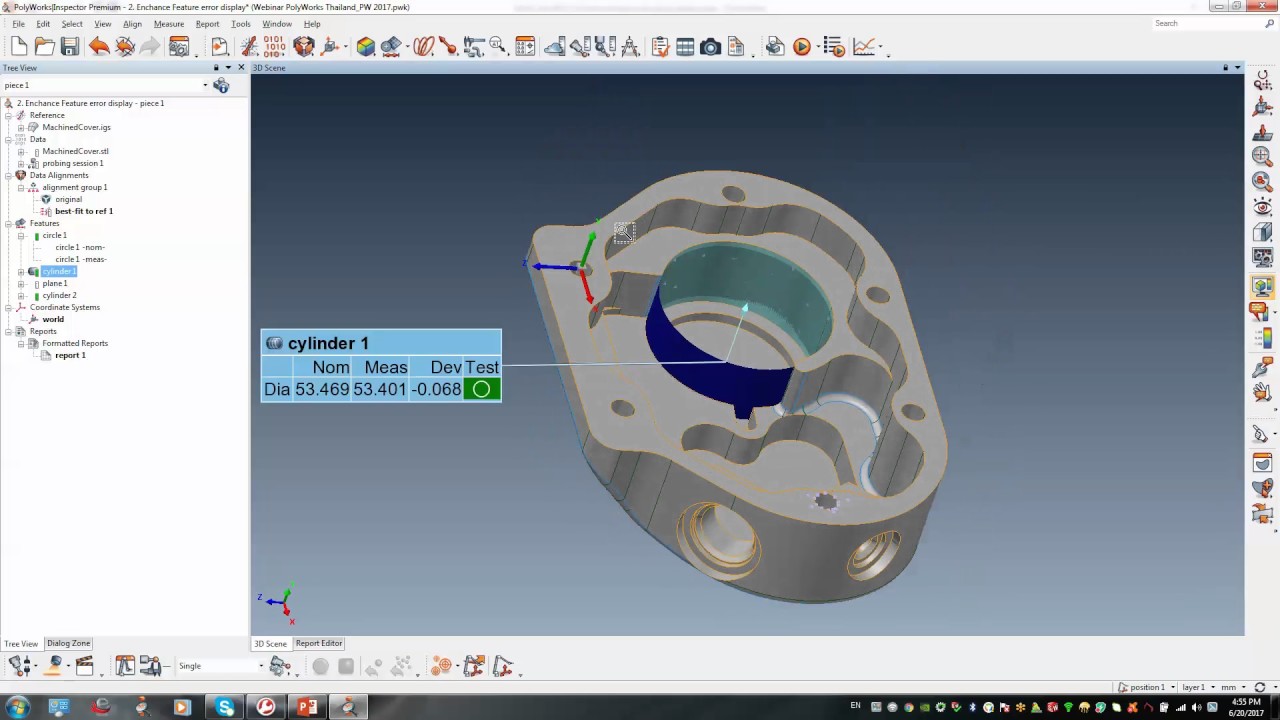 มีอะไรใหม่บ้างใน PolyWorks 2017 ? : 2. การแสดงผล ค่า Error  ของ Feature รูปแบบใหม่
