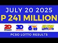 Lotto Result Today 9pm July 20 2025 PCSO Lotto Result Today 9pm July 20 2025 PCSO