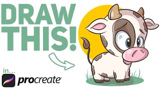 Full Procreate Cartoon Tutorial! // Let's Draw a Baby Cow! screenshot 4