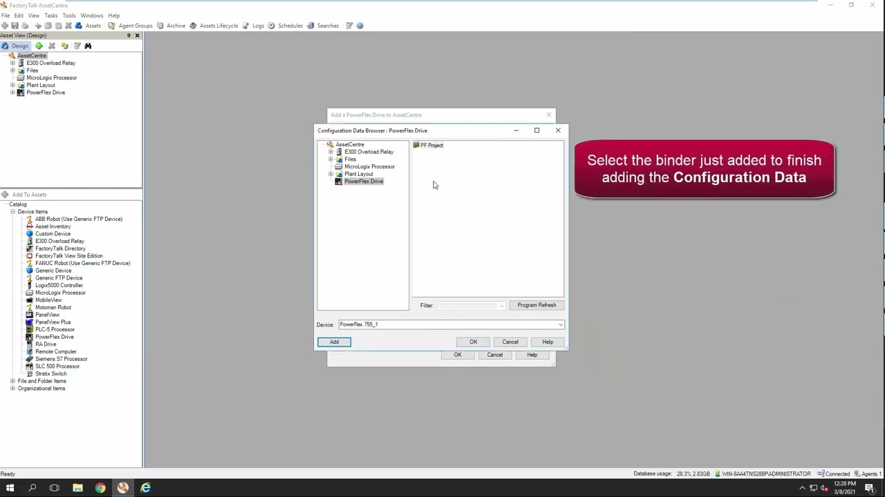 How to use the PowerFlex Drive Asset in FactoryTalk AssetCentre