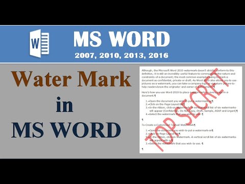 How to insert Watermark in MS Word | How to Add Watermark in MS Word