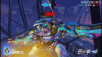 Overwatch - Fail Reinhardt! failed environmental kill, boosters save D.Va | Bronze moments