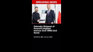 BREAKING: Zelensky Stripped of Poland's Highest Honour Over WW2 Unit Name