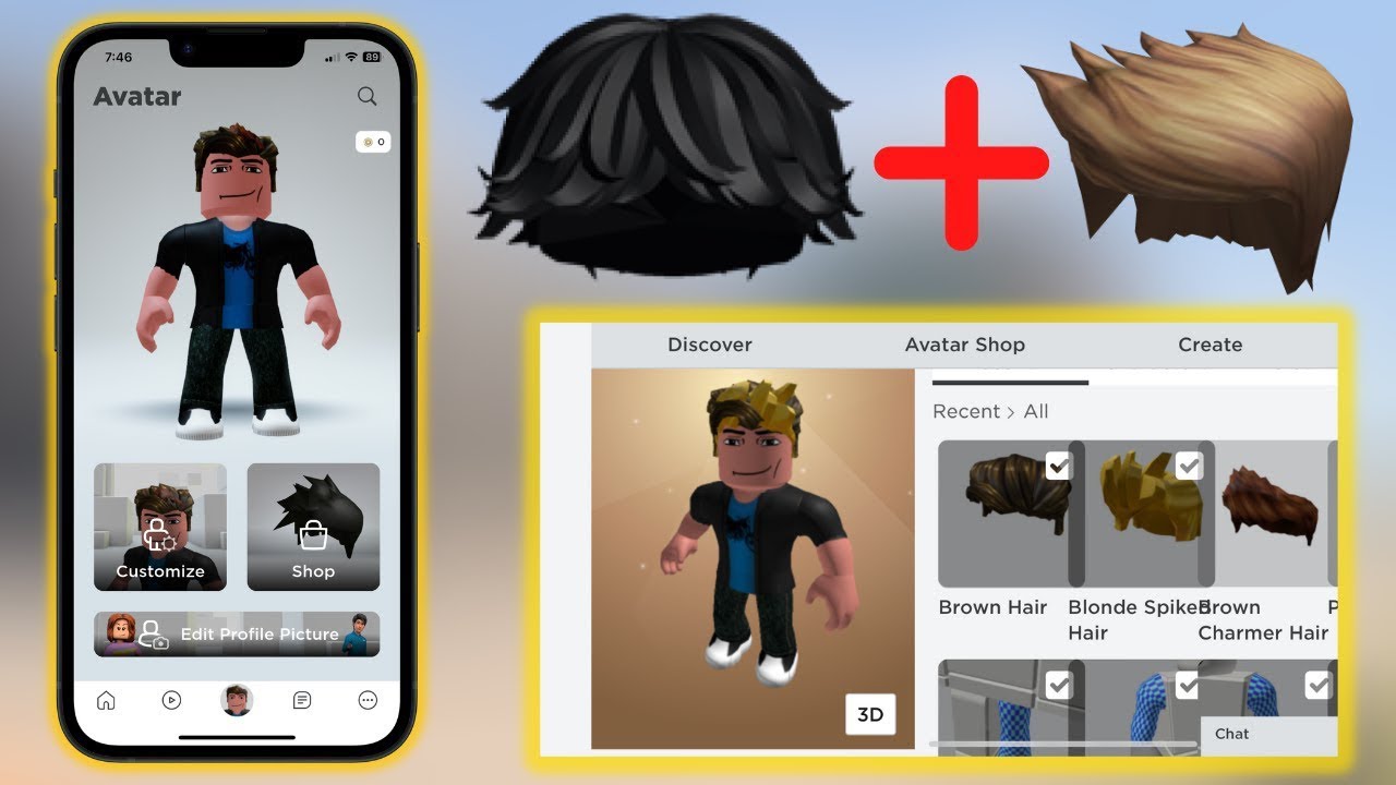 COMO COLOCAR 2 CABELOS (OU MAIS) PELO CELULAR NO ROBLOX!! 📲 (Combo Hair) ~  Saah Roblox YT 