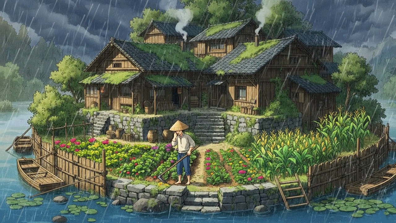Peaceful Rainy Day in isolated island & Cozy Moment together | Ghibli Inspired Style