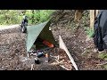 鯛めしバイクミニマムソロキャンプ Red snapper (Part29) Tarp shelter solo camping minimum equipment.