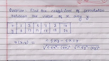 Coefficient of correlation between x & y ||Karl Pearson Coefficient of Correlation.