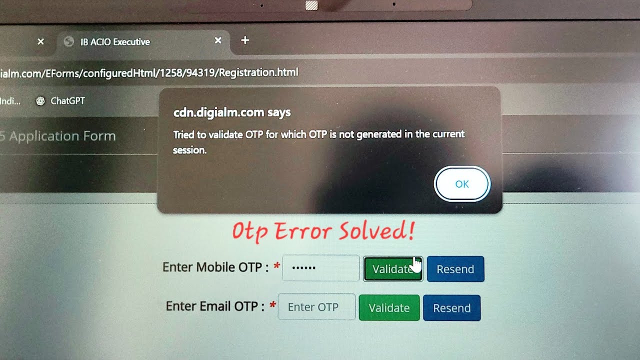 Error Solved “Tried to validate OTP for which OTP is not generated in the current session” IB CAT 