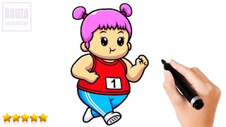How to Draw a Fat Girl Running Marathon (Easy and Step By Step)