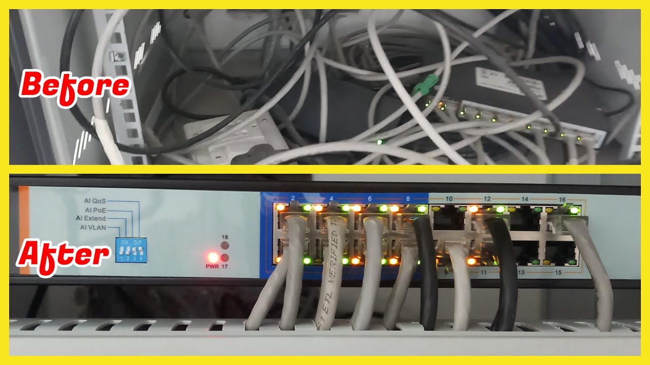 Mastering Cable Management | Installing D-LINK POE Switch in 9U Rack | Dust to clean