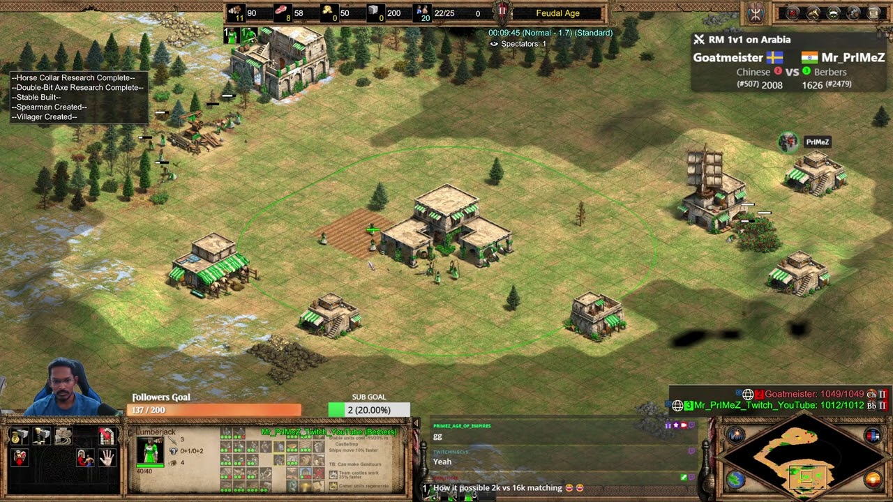 1v1 Arabia | Berbers vs Chinese | Matched vs 2K Player! | Learning Civ Matchups & Army Combos