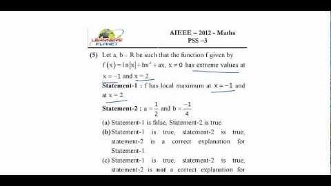 AIEEE 2012 Solutions Maths Problem based on functions Maxima and Minima
