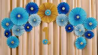 Paper Fan | Paper Fan backdrop | Easy first birthday party decoration | Paper Crafts Planet