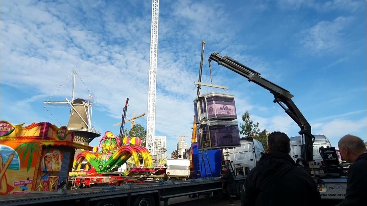 KERMIS🎡🎠🎢 AFBOUW IN LEIDEN BIJ MOLEN DE VALK YouTube