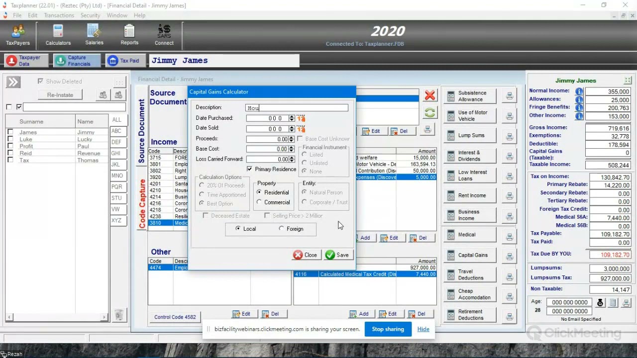 Taxplanner - Medical and Capital Gains Calculator