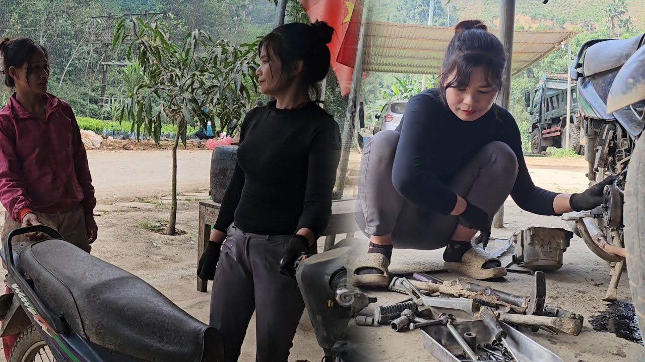 Талантливая девушкаотремонтировалаивосстановила дискисцепленияимотоциклсноваработаетплавнокак раньше