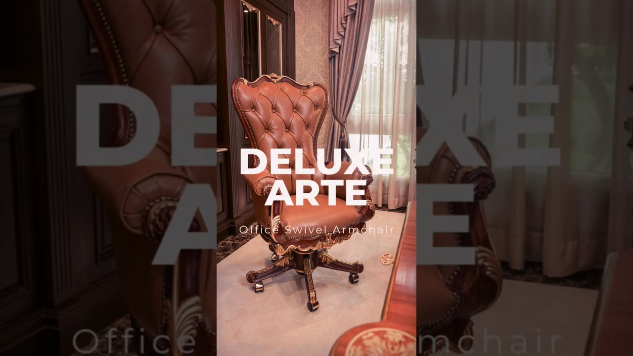 Classic Design Leather Upholstered Office Swivel Armchair by Deluxe Arte