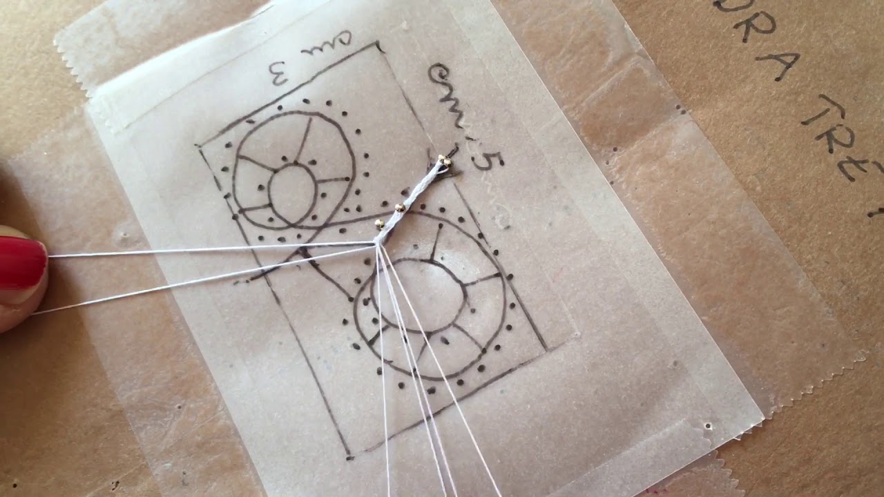 5 punto fiandra tre paia : esecuzione di un campione con sormonto e aggancio punti lunghi