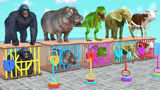 Cow Mammoth Dinosaur Elephant Gorilla Guess The Right Key ESCAPE ROOM CHALLENGE Animal Cage Game #10