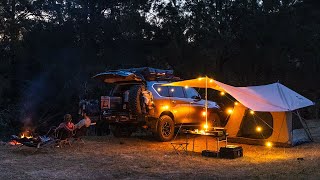 Couple Camping by the River | Enjoying a HOT Start to Spring [ Cosy Tarp Shelter, Nature ASMR]