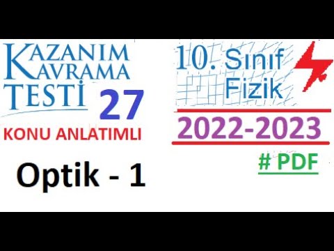 10. Sınıf | Fizik | Kazanım Testi 27 | Optik 1 | 2022 2023 | MEB | TYT | YKS | 2023 2024 | PDF